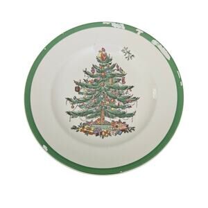 Spode Christmas Tree Salad Plates Set of 4 England S3324-A4 Green Rim READ